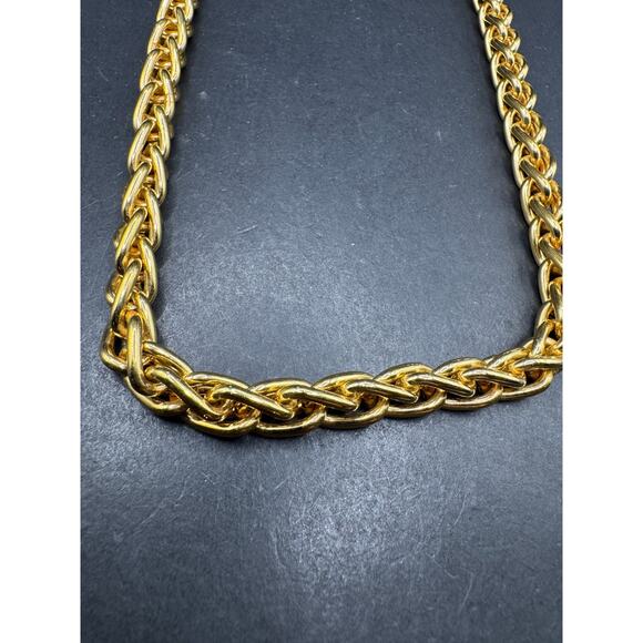 80s Chunky Monet link collar. A little surprised to see  Vintage Signed Monet Classic Chunky Gold Tone Woven Chain Necklace 18\